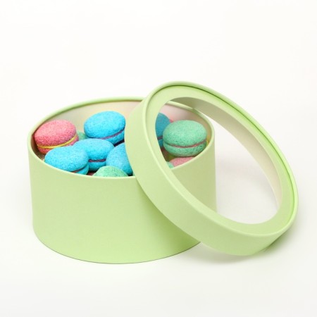 Set 2 in 1 round boxes with a window, honey melon, 21 x 11 - 18 x 10 cm-2