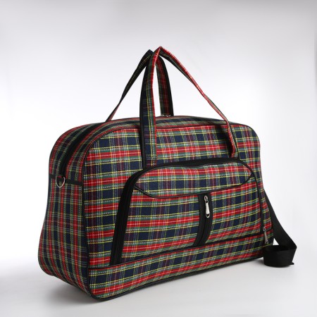 Road bag with lightning, outer pocket, long belt, red/green color