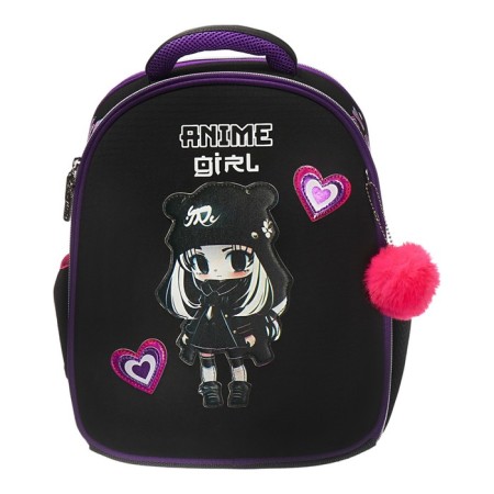 Frame backpack 35 x 27 x 13, Devente Junior 14l, Anime Girl, black/purple + keychain 7033400-2