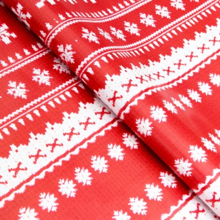 Packaging paper "Snowflakes on a red background", gloss, bilateral, 80 g/m2, 70 x 100 cm-3