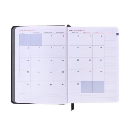 Dated diary 2025, A6+, 176 sheets "Lyon", solid cover, pancake embossing, with liesa, block 80 g/m2, black-9