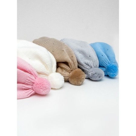 A cap on ties with a pompom Children's Amarobaby Pure Love Cutie, with a lining, size 46-48 cm, blue color-7
