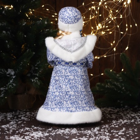 Snow Maiden "In a fur coat with an ornament" moves, with backlight, 40x20 cm, blue-3