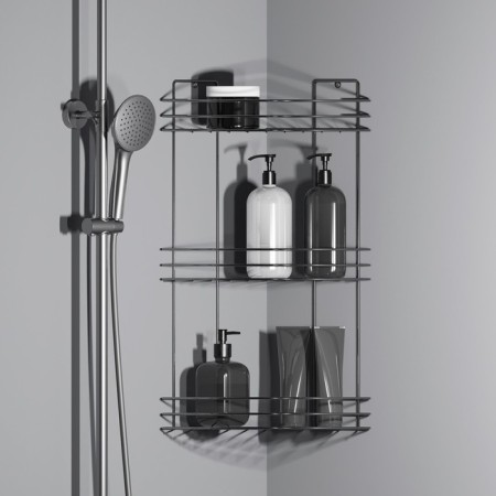 Bathroom shelf is an angular 3-tier, 19 × 19 × 41 cm, chromium color-4