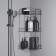 Bathroom shelf is an angular 3-tier, 19 × 19 × 41 cm, chromium color