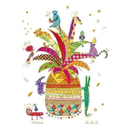 Turnowsky postcard "Pineapple with animals", 16.7x11.8 cm