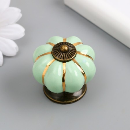 Handle for the casket ceramics, metal "Pumpkin" pistachio 4x4x4 cm-3