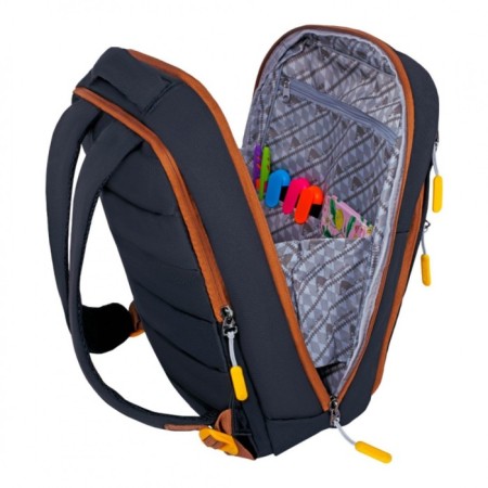 Youth backpack 39 x 26 x 10 cm, ergonomic back, Across G6, black/yellow G-6-2-3