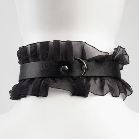 Erotic bdsm set of oka-hpki, with black lace, black, eco-leather, 9 items-5