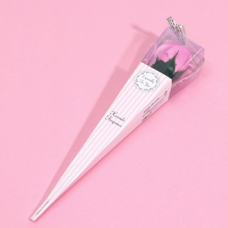 Soap rose, pink on the stem in cardboard, 1 pc.-3