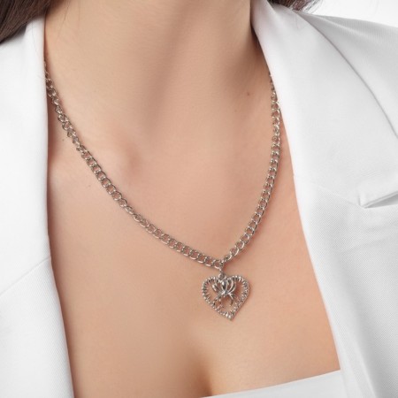 Puke "Spider" in the heart, color silver, 42 cm-2