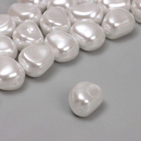 Plastic beads on the “Pearls” thread 1.6 × 1.4 × 1 cm, (set 90 pcs.), White color-1