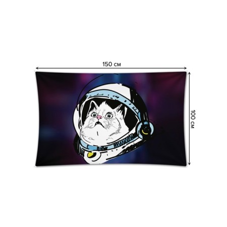Decorative panel with photo printing "Cat in space", horizontal, size 100x150 cm-1
