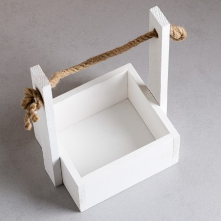 Kashpo wooden 15 × 12 × 25 cm "openwork", rectangular, handle rope, white give beautifully-2