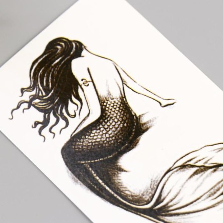 Tattoo on the body Black "Mermaid" 10.5x6 cm-1