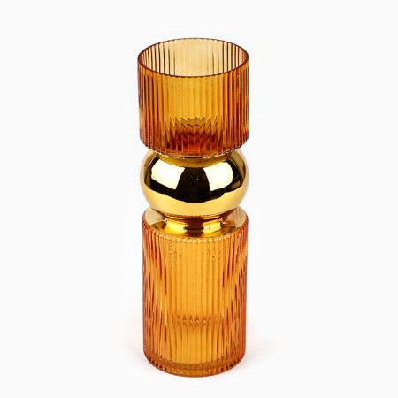 Golden flower vase made of brown glass 30 × 10 × 10 cm-1