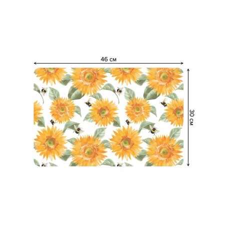 A set of napkins for setting the table “Sunflower and bumblebee”, rectangular, rounded edges, size 30x46 cm, 4 pcs-2