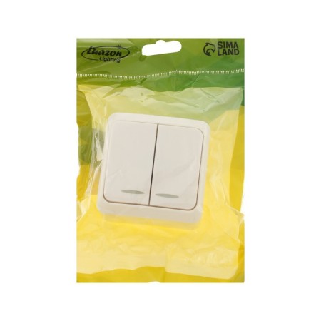 Luazon Lighting "League" switch, 10 A, 2 keys, invoices, with backlight, white-3