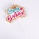 Topper "Happy Birthday. Kono", pink with blue, with a bow, give beautifully
