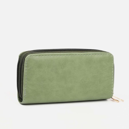 Women's wallet on lightning, department for bills, for cards, for coins, color green-1
