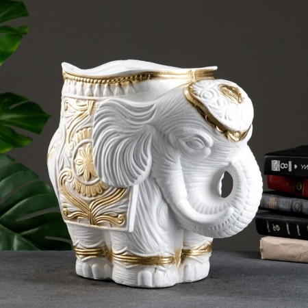 Figure Kashpo "Elephant Medium", white-gold 6 l/ 35x22x36cm-1