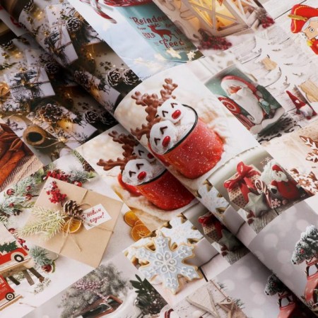 Glossy packaging paper "Fairytale Christmas", 70 x 100 cm, 1 sheet-1
