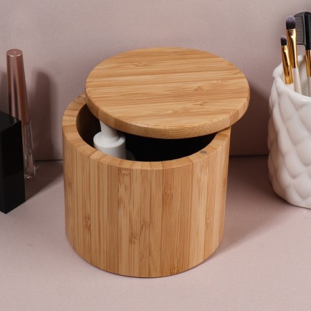 Organizer for storage "Bamboo", with a lid, sliding, D - 12 × 10.5 cm, brown color-4