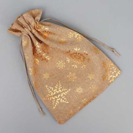 Bag gift canvas "New Year Snowflakes", embossing, 16 x 24 cm +/- 1.5 cm, New Year-3