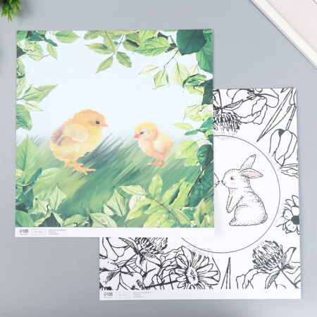 Scrapbooking paper bilateral "bunnies and chicken" density 180 g 30.5x32 cm-1
