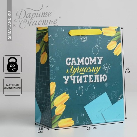Package Gift Laminated Vertical, Packaging, “The Best Teacher”, ML 27 x 23 x 11.5 cm