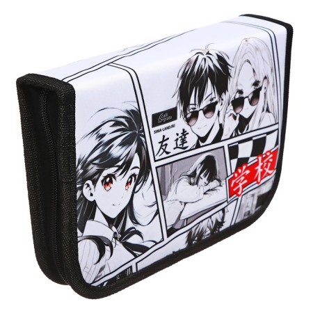 Penal 3 sections, tab inside, 140 x 210 x 40 mm, fabric, calligrata top block "Anime"-3