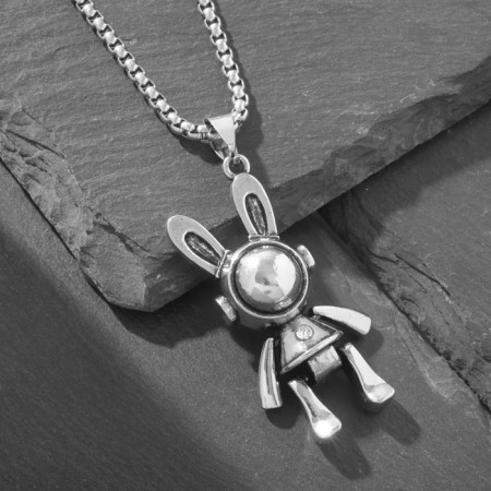 Pens "hare" in a spacesuit, white color in black silver, 70 cm