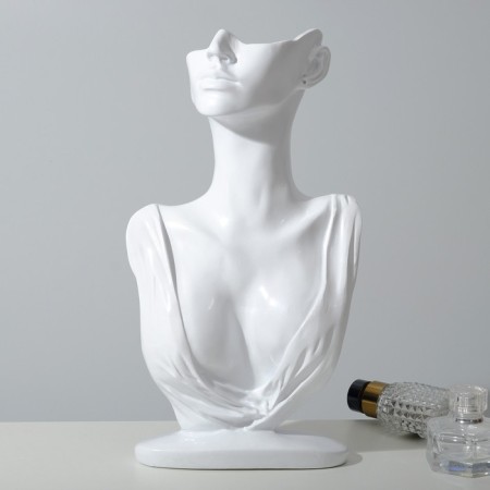 Bust for jewelry 18 × 8 × 32, hole in the ear, white color-1