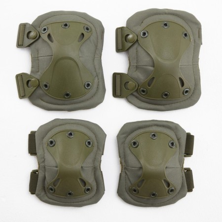 Set 2 knee pads, 2 red -leather, green