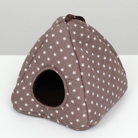 House "Vigva" for rodents, 17*17*17 cm, calico, fleece, gray-2