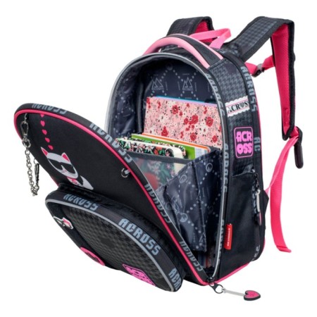 School backpack by Ergon. Spray Across 194 37*28*12 Virgo + Pen, Back Cher/Rose 24-194-13-5