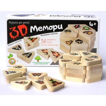 Wooden game 3D "Memory. Monsters "-1