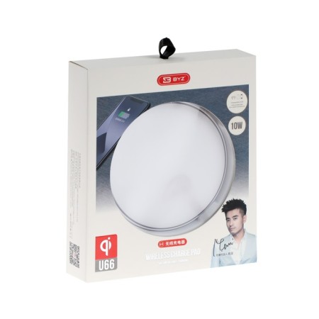 Wireless charger BYZ U66, 10 W, LED lighting, 1m cable, white-5