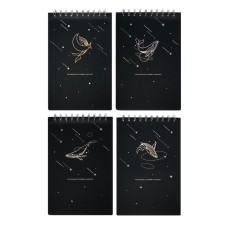 A5 sketchbook, 30 black sheets on the crest, “whale”, solid substrate, density 110 gr., Mix