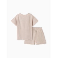 A set for a boy (shirt and shorts), minku, milk color, height 98 cm