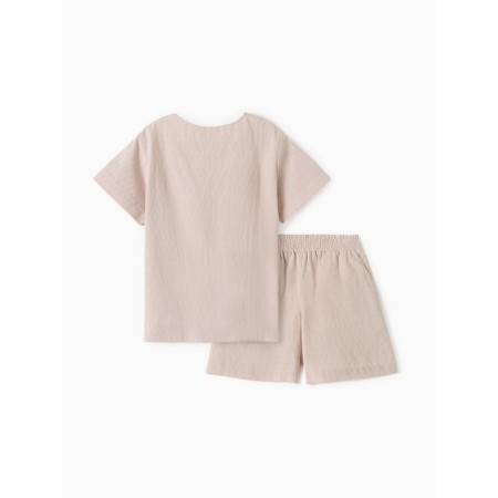 A set for a boy (shirt and shorts), minku, milk color, height 98 cm