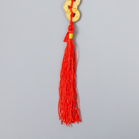 Metal suspension "Hieroglyph - happiness" 3 coins 16x4.8 cm-2