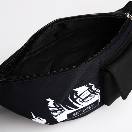Textile belt bag with pocket "Get Lost" 30*14*6 cm-5