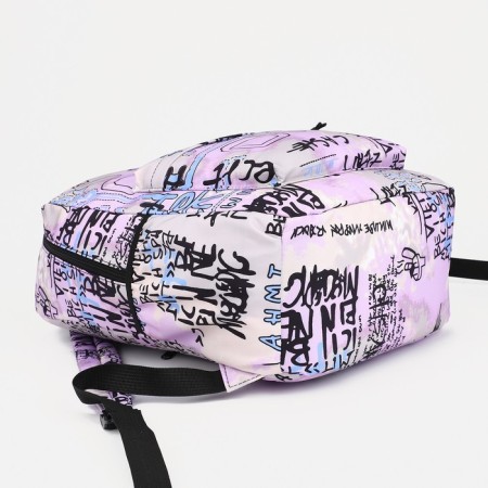 Youth backpack from textiles on lightning, 3 pockets, lilac color-4