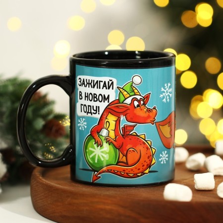 Homeleon mug of ceramic "Light", 350 ml, black color-6