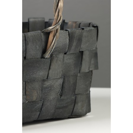 Wicker basket 22 x 15 x 12 cm, wicker handle h = 12 cm, gray, handle-4