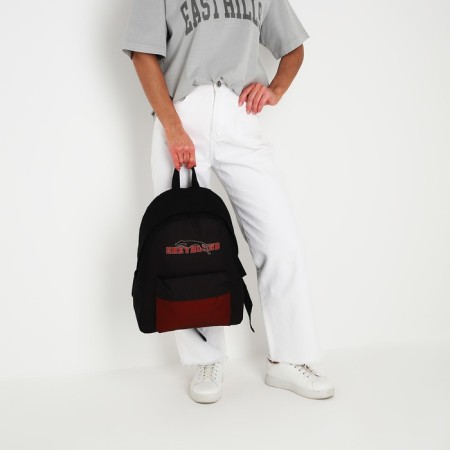 Backpack Bookhound School Textile, with pocket, black/burgundy color-6