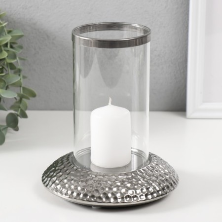 Ceramics candlestick, glass for 1 candle "True" d = 8 cm silver 14.5x14.5x17.5 cm-3
