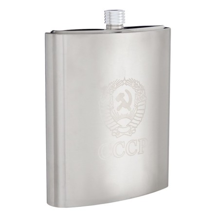 Flaw for alcohol and water "USSR", stainless steel, cover, gift, 2.64 liters-1