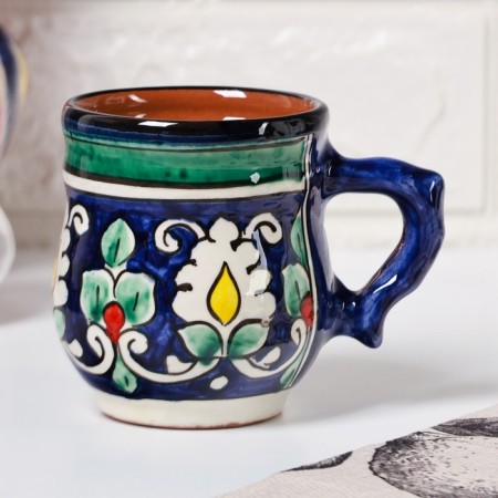 Mug Rishtan ceramics "Flowers", 330 ml, blue